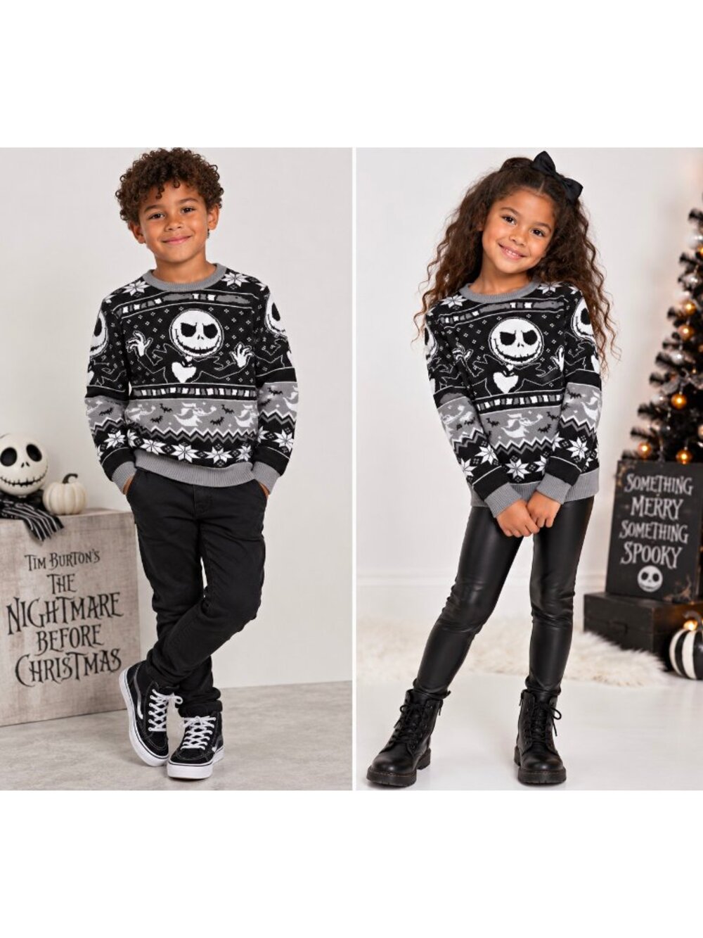Disney Jack Skellington Boys / Girls Knit Pullover Sweater Fair Isle Crew Size 8